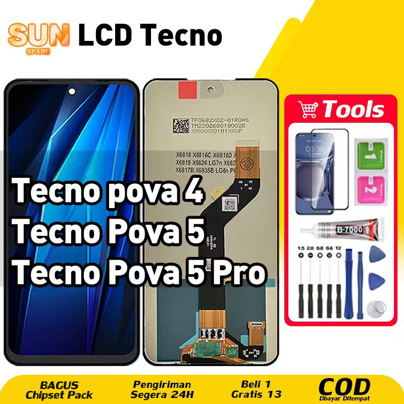 LCD For Tecno Pova 4 / LCD Tecno Pova 5 / Tecno Pova 5 Pro Fullset HP Touchscreen untuk Glass Touch 