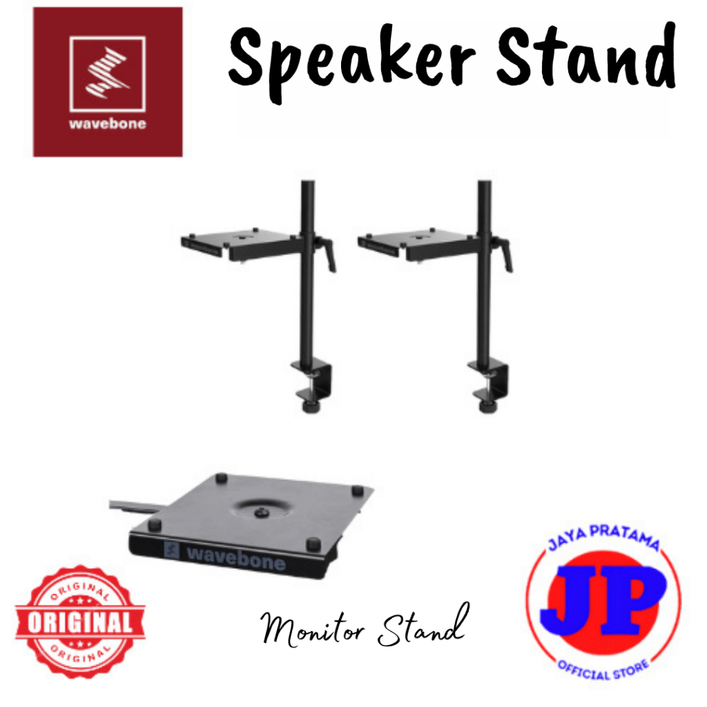 Wavebone Speaker Stand Speaker Monitor Studio Pair Stand Jepit Ke Meja Original Sepasang