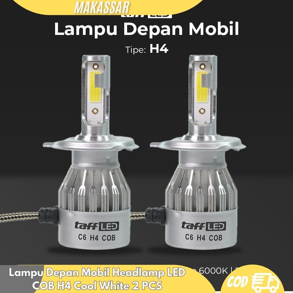 Lampu Depan Mobil Headlamp LED COB H4 Cool White 2 PCS / Bohlam Lampu Depan LED Mobil Lampu Berkenda