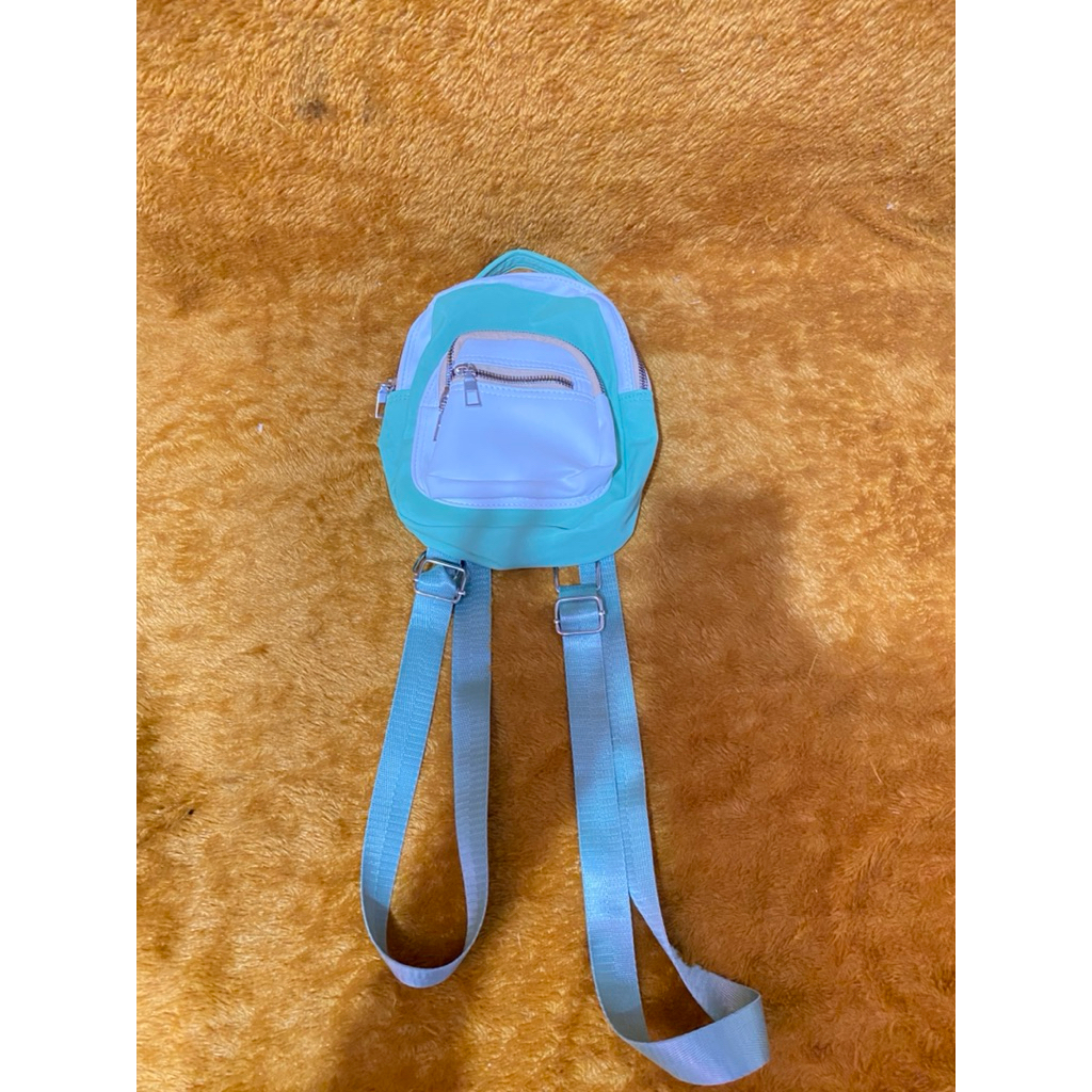 PL Tas Ransel Perempuan Mini Muat Hp Dompet Pouch Warna Hijau Putih