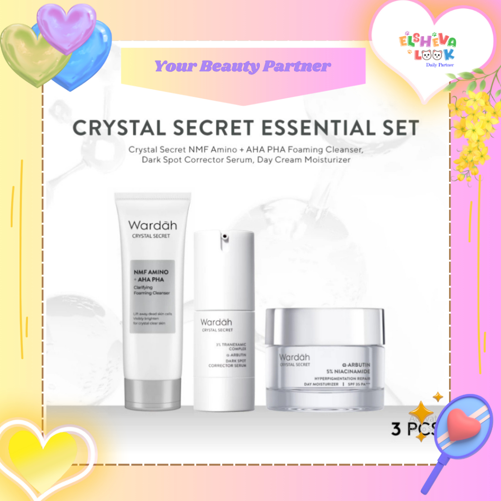 PROMO WARDAH Crystal Secret Essential Package (Cleanser 100 ml, Serum 20 ml, Day Cream 30 g) - Rangk