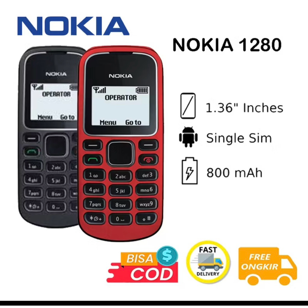 Hp Nokia 1280 Fullset Jadul Murah Sinyal Kuat Harga Hemat