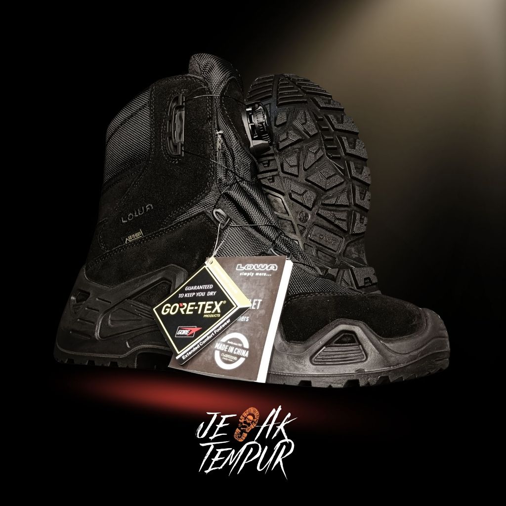 Sepatu Boots PDL Lowa 8 Inch Tali Putar Anti Slip Hitam black