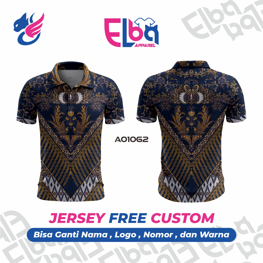 Kaos Jersey Kerah Batik Full Printing free custom