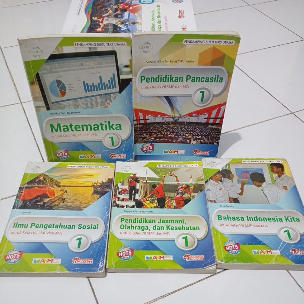 BUKU PAKET KELAS 7/1 SMP GLOBAL TIGA SERANGKAI KURIKULUM MERDEKA//matematika//pancasila//ips//pjok//