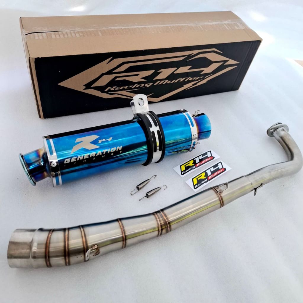 Knalpot racing R14 bass adem pnp motor bebek, jupiter z/robot/z1, vega lama/r new/zr, supra x/fit/12