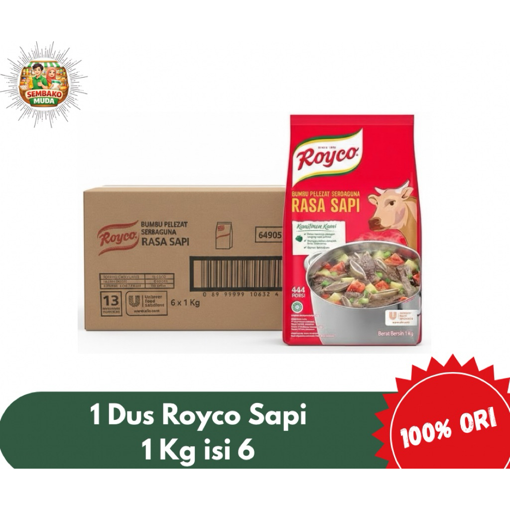Royco Sapi 1 Kg / 1 Dus isi 6 / Royco Bumbu Penyedap Rasa Sapi 1 Karton