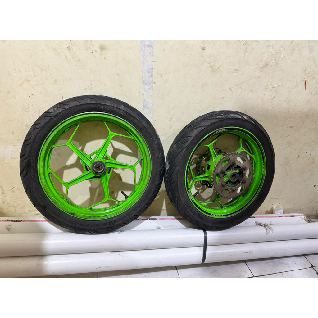 velg depan belakang plus ban tebel original ninja 250 mono z250 sl 250rr velk ori hijau