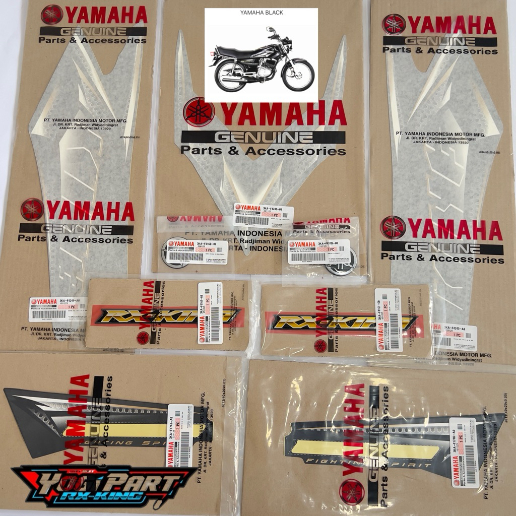 STRIPING + EMBLEM SET YAMAHA RX KING PEREDAM 2008 HITAM ORIGINAL YAMAHA GENUINE PARTS