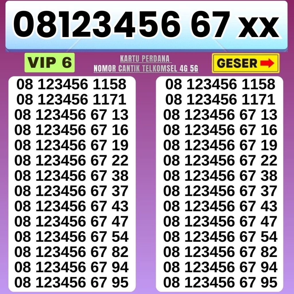 Nomor Cantik Simpati Telkomsel 4G 5G Kartu Perdana Telkomsel Simpati Nocan Simpati Nomer Cantik Telk