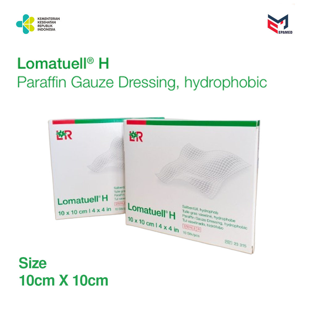 Lomatuell H Kasa Pembalut Steril Antibiotik 10x10 Cm Box 10 Pcs Hydrophobic Kasa Penutup Luka lohman