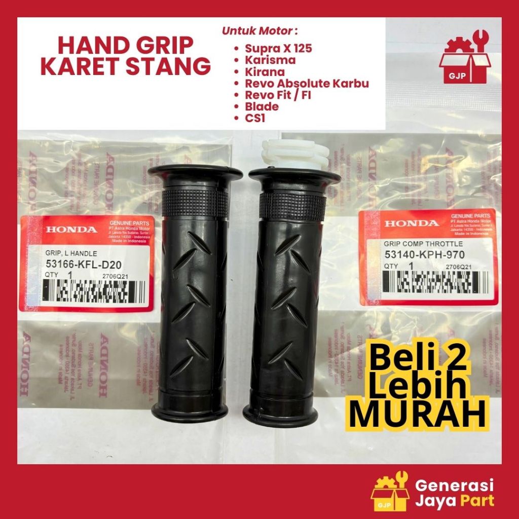 Karet Stang Hand Grip Kanan Kiri 53166-KFL-D20 dan 53140-KPH-970 - Supra X 125 Revo Kharisma CBR 150