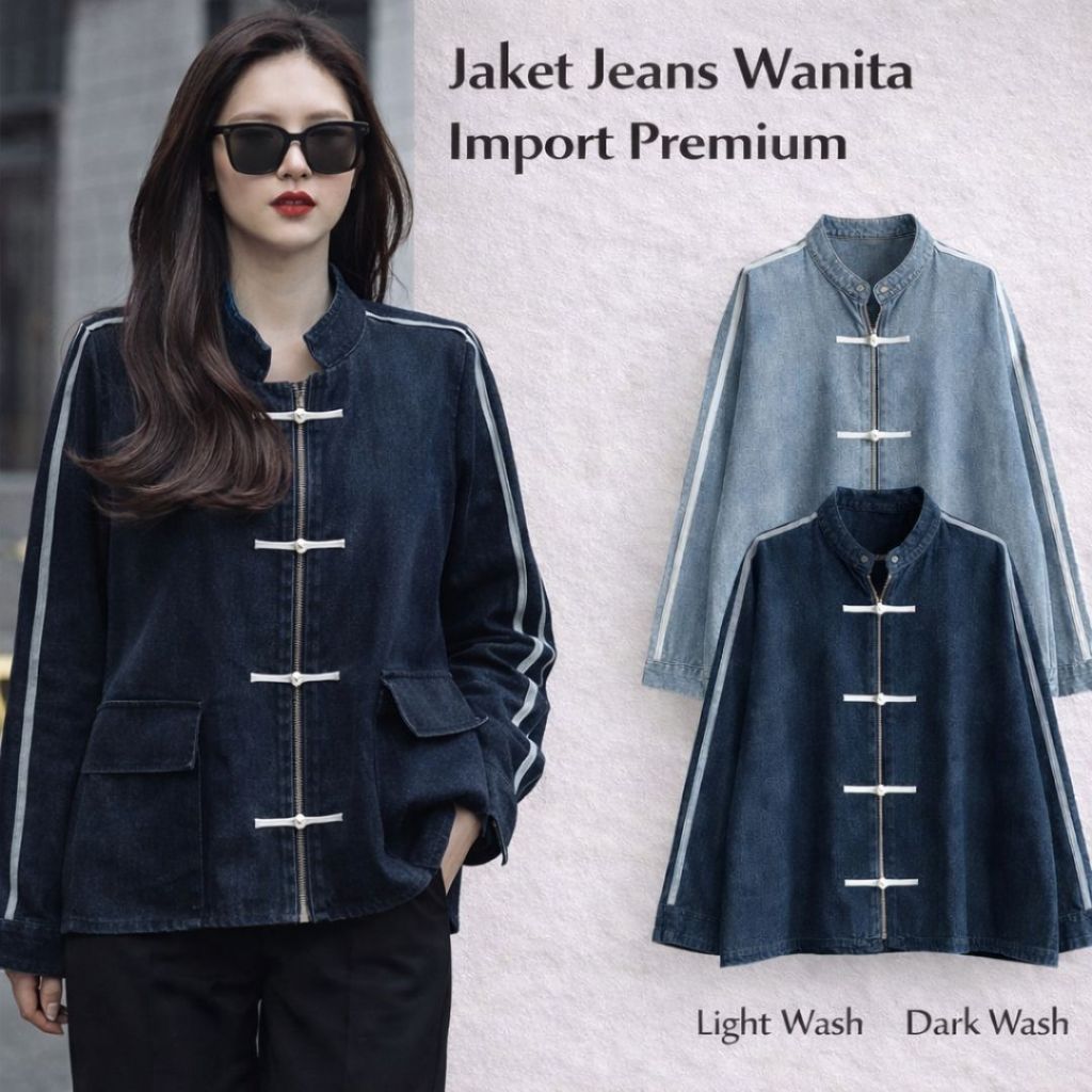 Jaket Jeans Wanita Import Premium | Outer Denim Wash Korean Style Oversize Lengan Panjang
