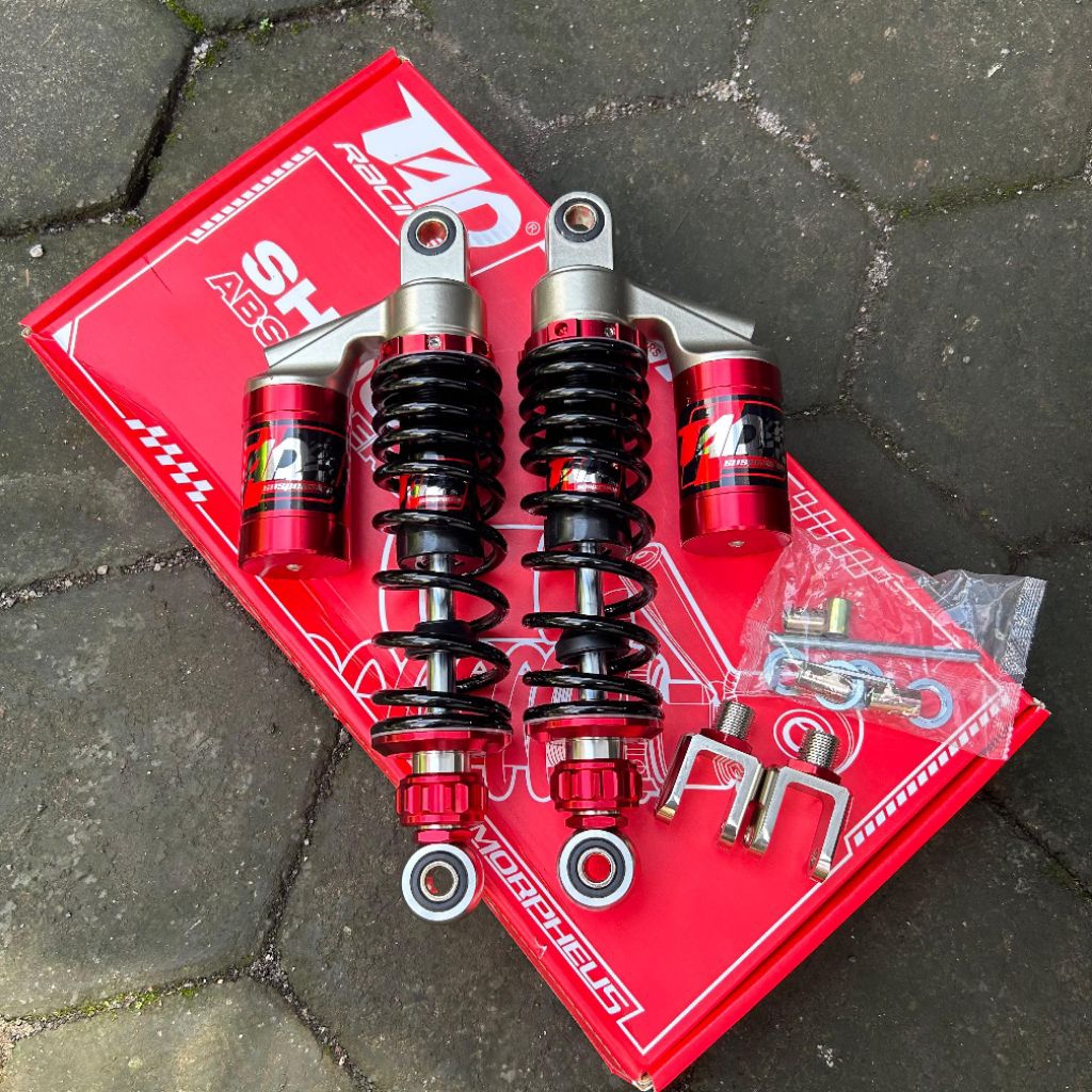 SHOCK ABSORBER SKOK TABUNG TAD RACING PEREDAM KEJUT UKURAN 320MM HITAM KOMBINASI MERAH