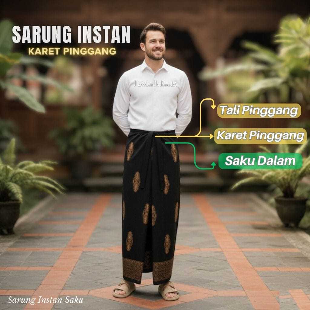 Sarung Dewasa Instan/Sarung Rok Praktis,Karet Pinggang Elastis/Sarung Batik Sarung Pria Dewasa Batik