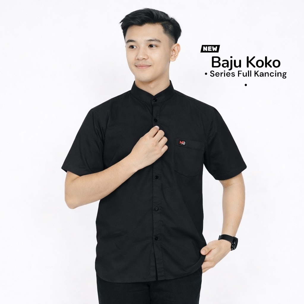 Baju Koko Hitam polos pria dewasa terbaru 2026