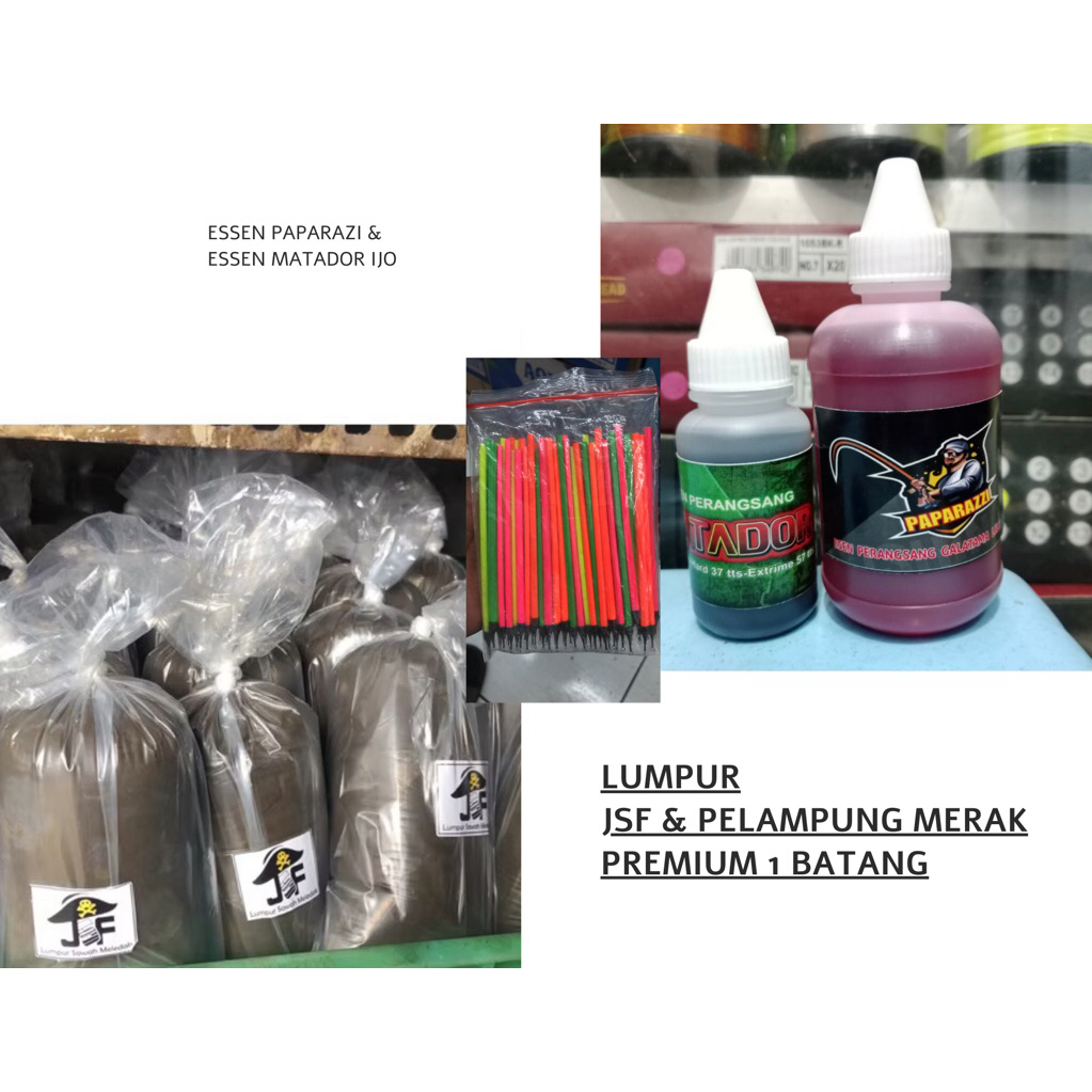 Essen Paket umpan cacing lumpur | Paparazi 100ML matador ijo 30ML LUMPUR JSF PELAMPUNG 1 batang