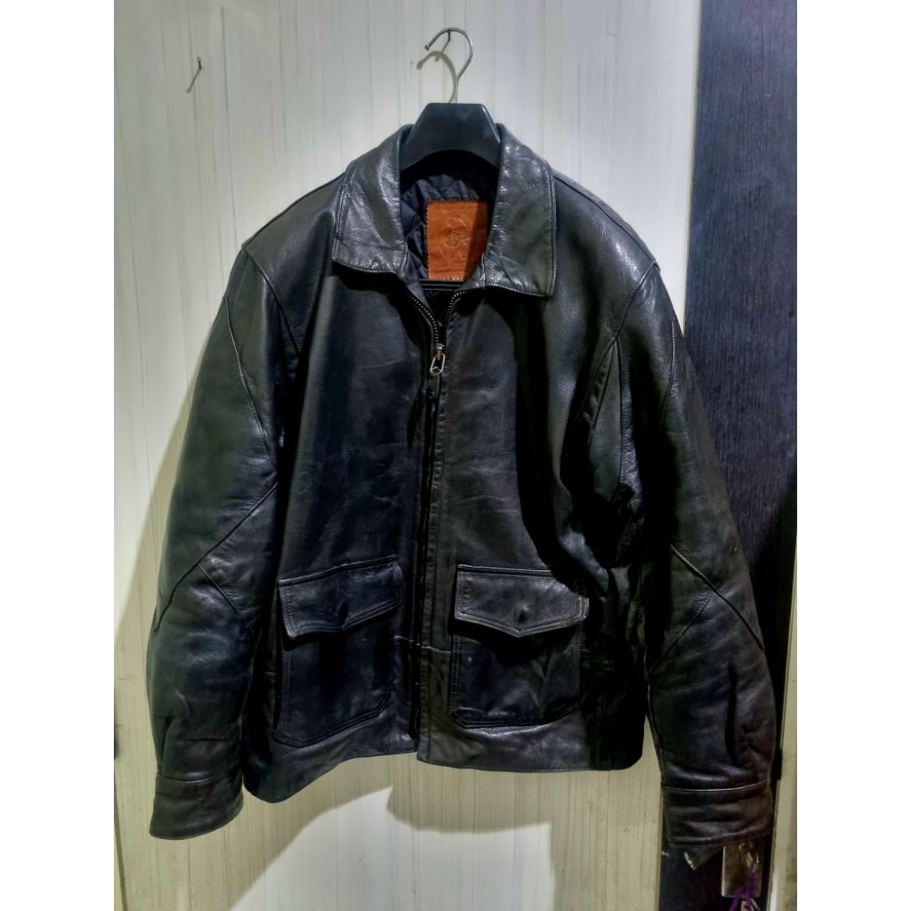 Jaket Kulit Vintage Black Patina Golden Bear made in USA like Schott Avirex Vanson RBC Aero Harley D