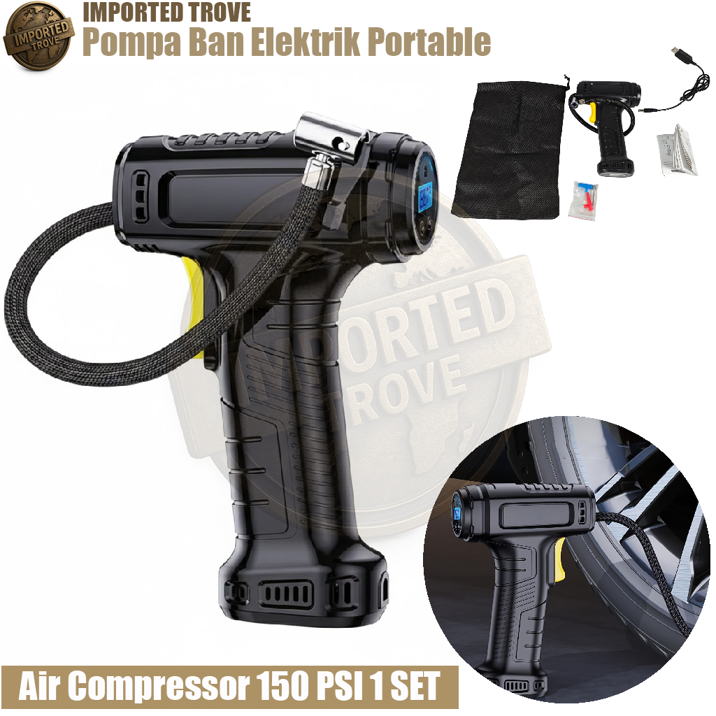 Pompa Ban Elektrik Portabel, Pompa Angin Digital Wireless, Inflator Ban Mobil Motor Sepeda, Pompa El