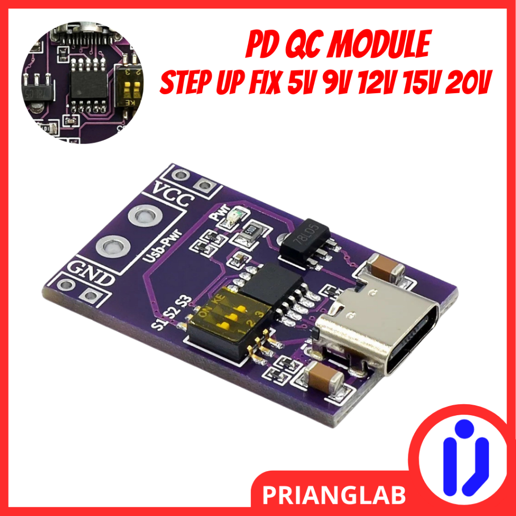 PD QC Module Step Up Fix Output Voltage 5V 9V 12V 15V 20V Modul Step Up PD QC Fix Output