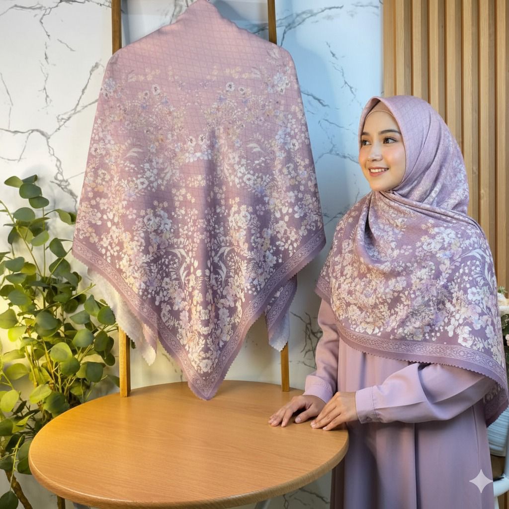 ELSHANUM Hijab Raya Series Limited Edition Voal Printing Premium 125x125 Raya Series Elshanum Hijab