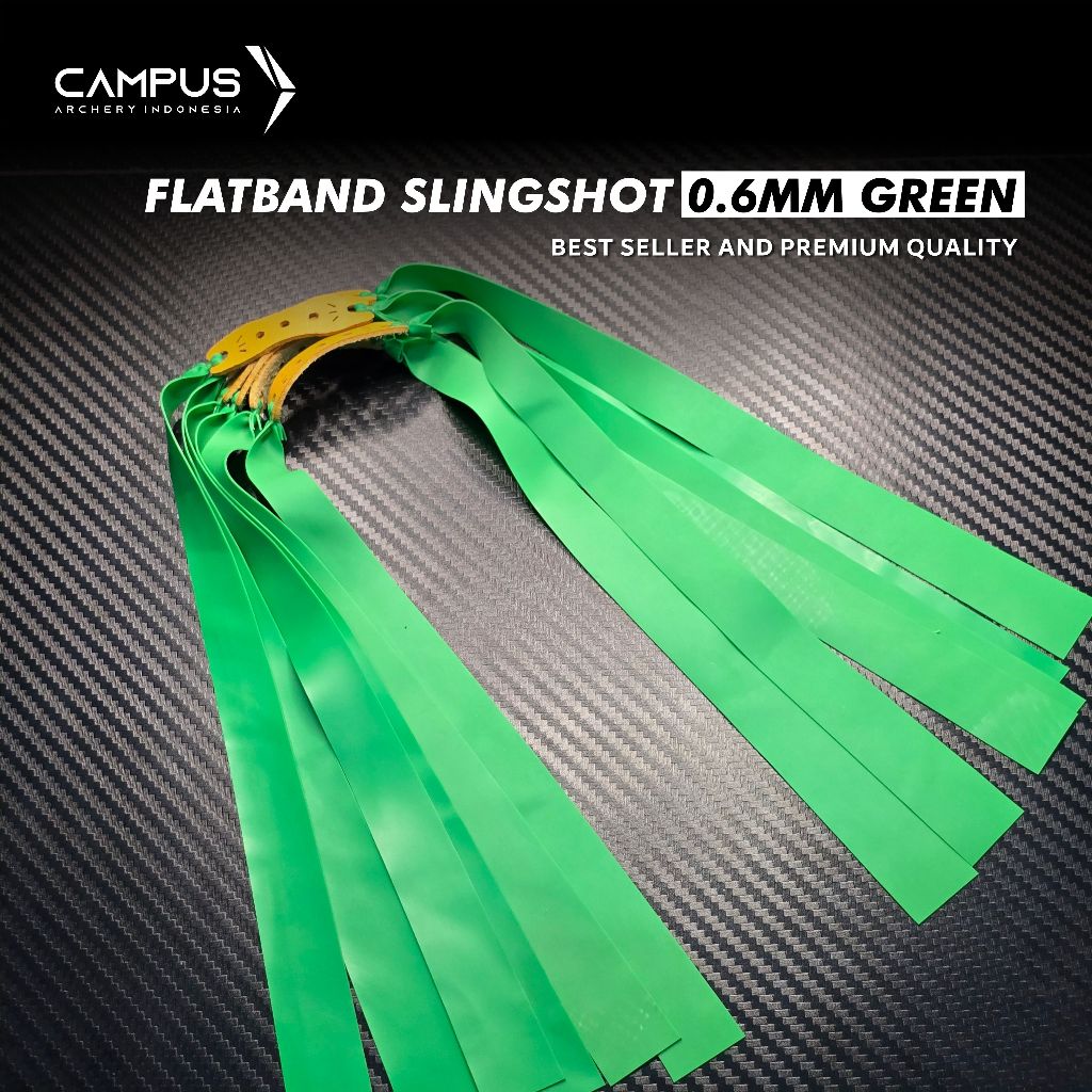 Flatband Slingshot Karet Ketapel 0.6mm Green Premium Medium Power