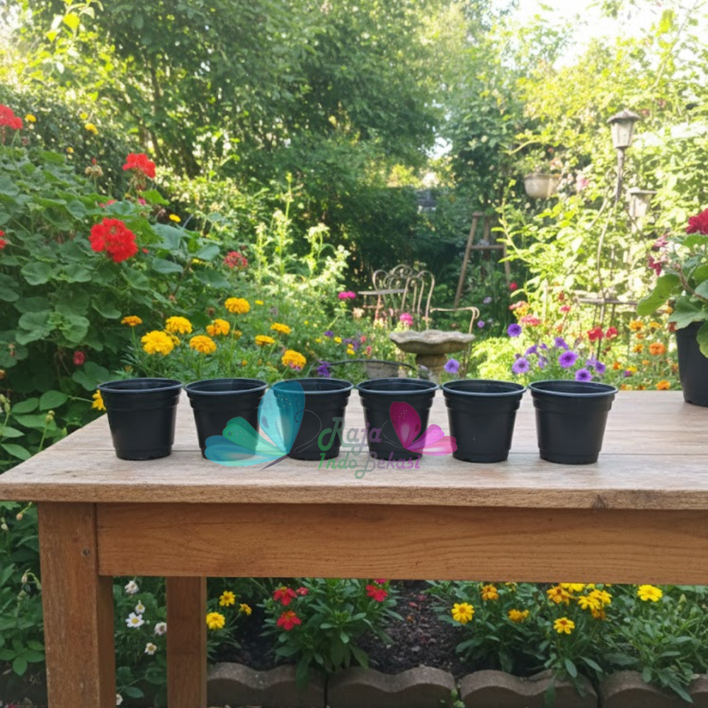 Pot plastik hitam murah ukuran 8cm 8 cm pot bunga plastik kaktus vas bungan kecil hitam