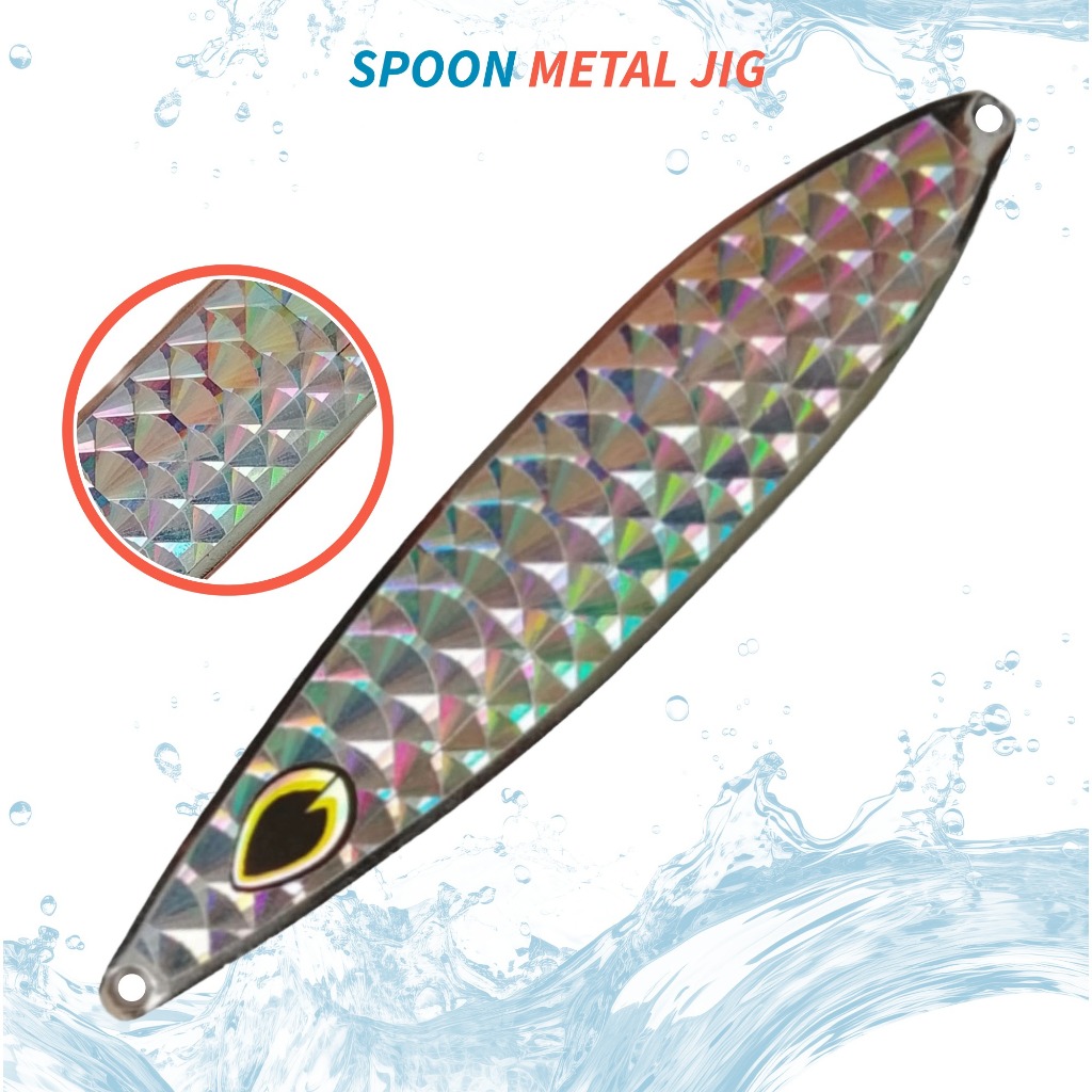 Spoon Casting Killer Metal Jig Holographic Umpan Killer Tenggiri Barakuda GT Laut Predator Jigging