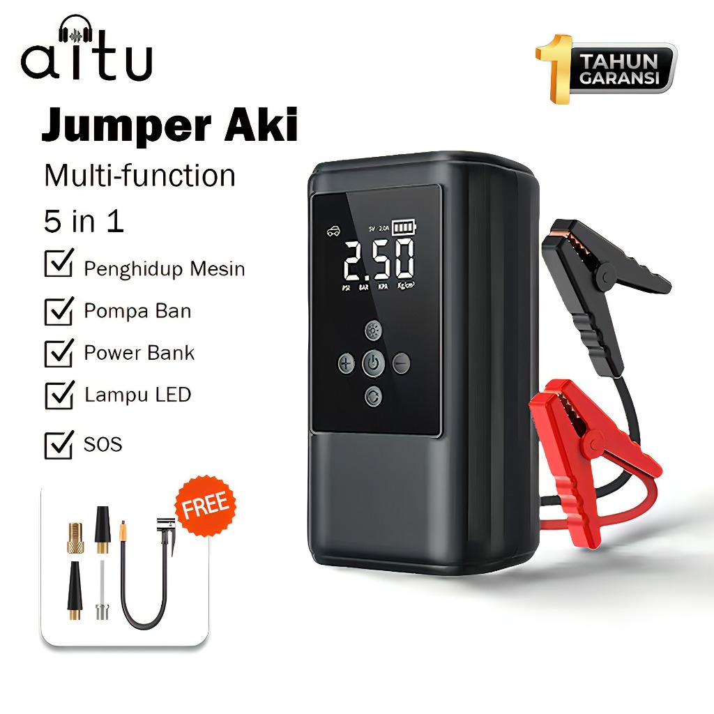 Aitu CYD24 Jumper Starter Aki Mobil Motor 10000 mAh Alat Pompa Ban Motor Dan Mobil Electric Pump Tir