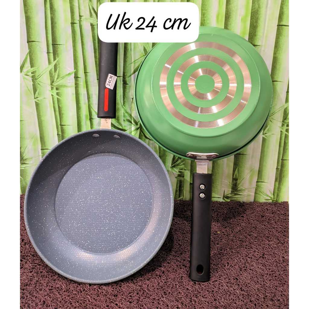 FRYPAN TEBAL COLOR MERAH 22 CM / 24 CM A075 SND /WAJAN TEFLON OGO UK 20 MASAK / TUMIS / OSENG / TEFL