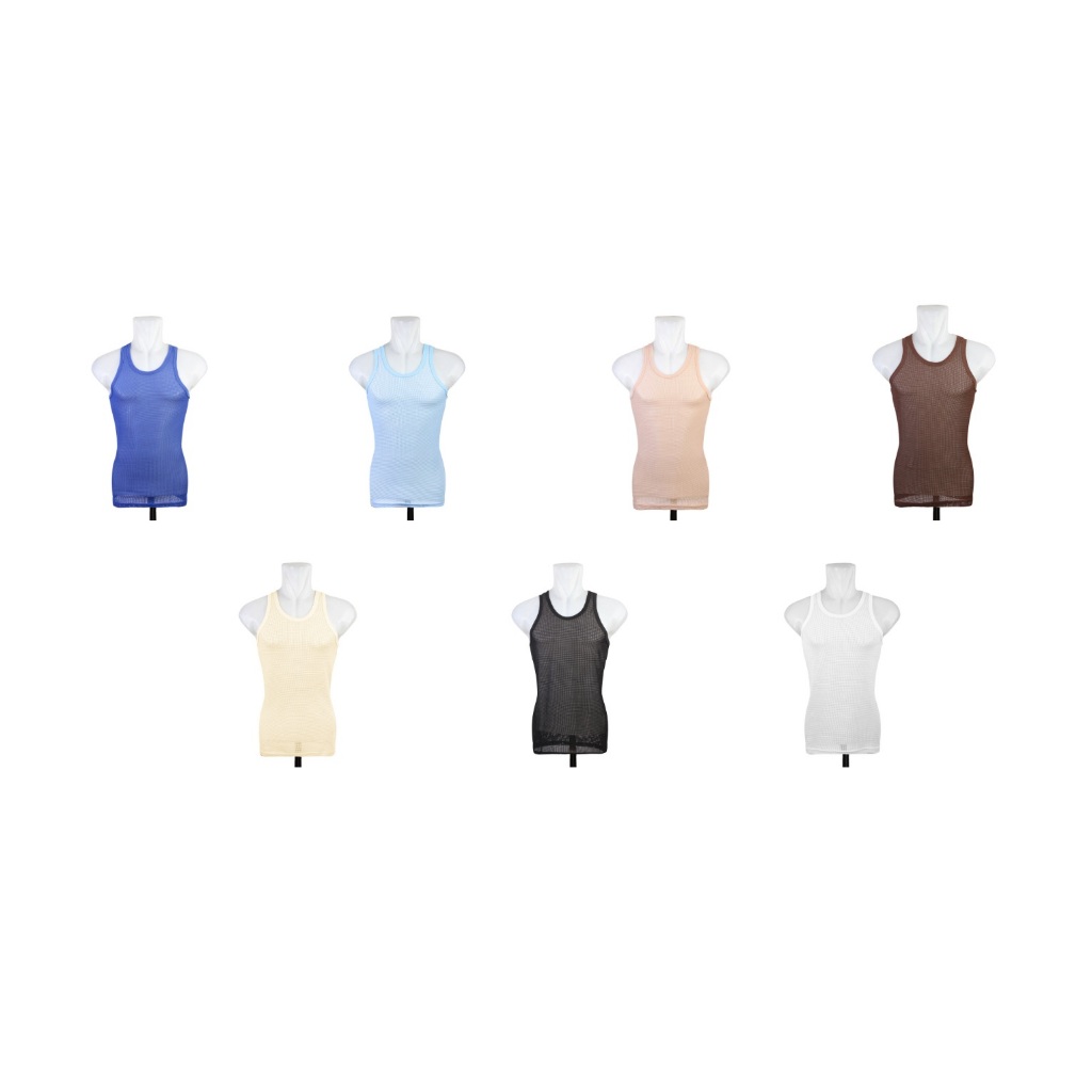 Kaos dalam pria dewasa merek LEOPOLD Singlet Corak Jala