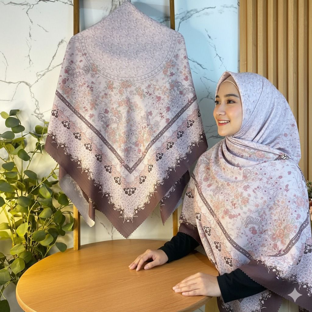 ELSHANUM Hijab Motif Segi Empat Luna Series Ukuran 125x125 & 145x145 Syar'i Hijab By Elshanum