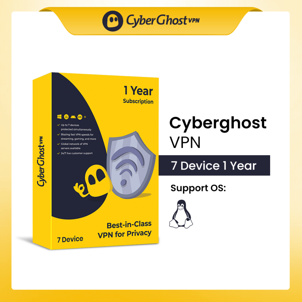 For Linux CyberGhost VPN Original 7 Device 1 Year