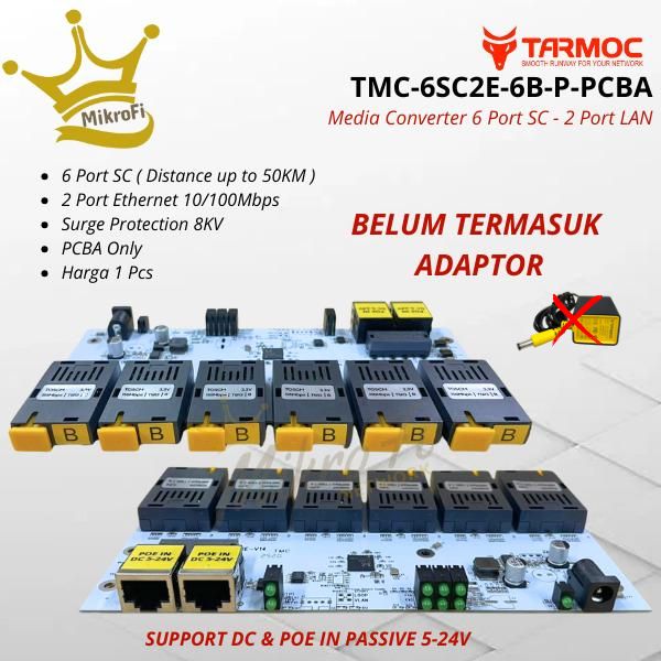 Tarmoc TMC-6SC2E-6B-P|6FO 2LAN 10/100 POE(5-24V) Media Converter PCB