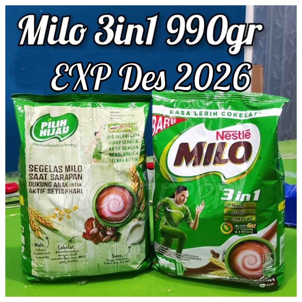 Nestle Milo 3 in 1 990GRAM  milo 3in1 bubuk susu cokelat 3in1  Milo 3in1 milo 3in1 milo3in1  990GR n