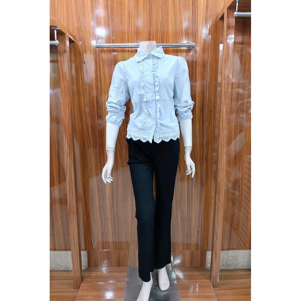 kemeja renda import ice blue
