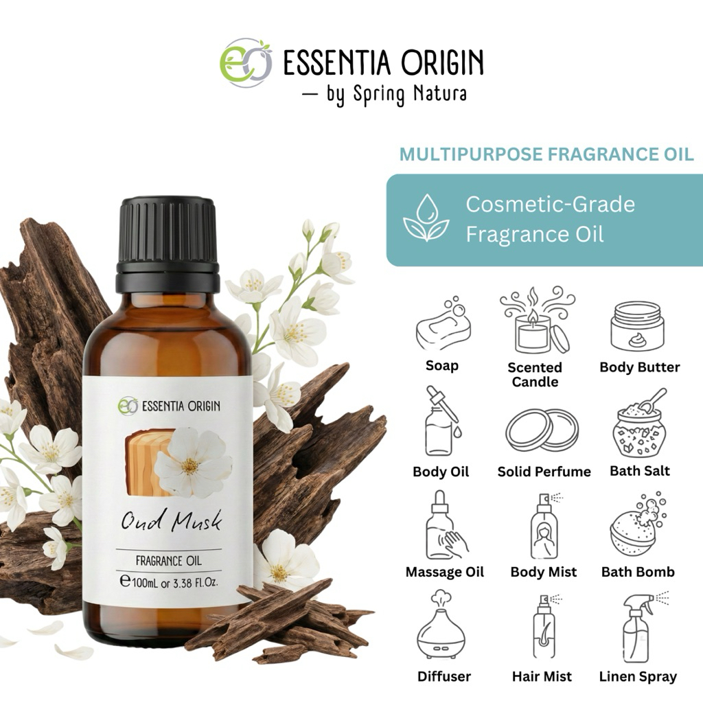 ESSENTIA ORIGIN - 100ml / 10ml Oud Musk Fragrance Oil | Fragrance Oil Cosmetic Grade | Fragrance Oil