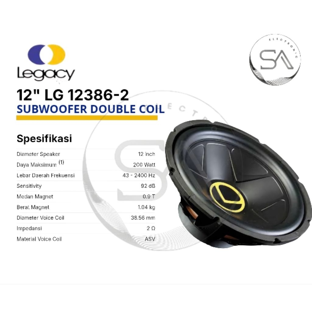 Speaker Subwoofer Legacy 12386-2 Sparta series