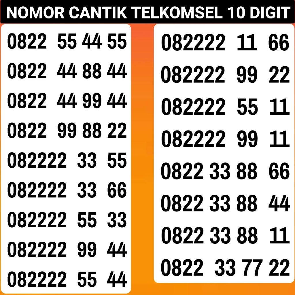 Kartu perdana 10 DIGIT Nomor Cantik Telkomsel Simpati 10 Digit prabayar isi ulang