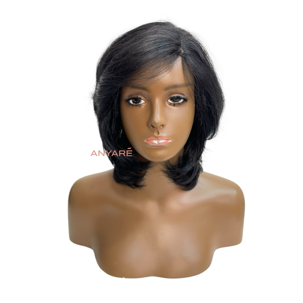 wig rambut palsu wanita bahan asli natural model trap sebahu belah samping