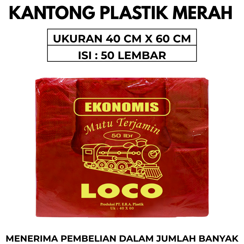 Kantong Plastik Kresek Warna Merah Plastik Loco Ekonomis  Uk 40 x 60