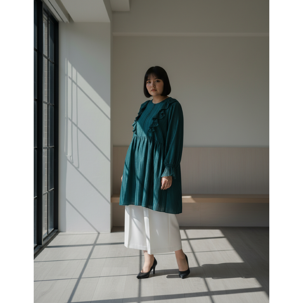 Bigissimo - Shakila Tunik | Atasan Midi Tunik Brukat Dress Big Size Jumbo