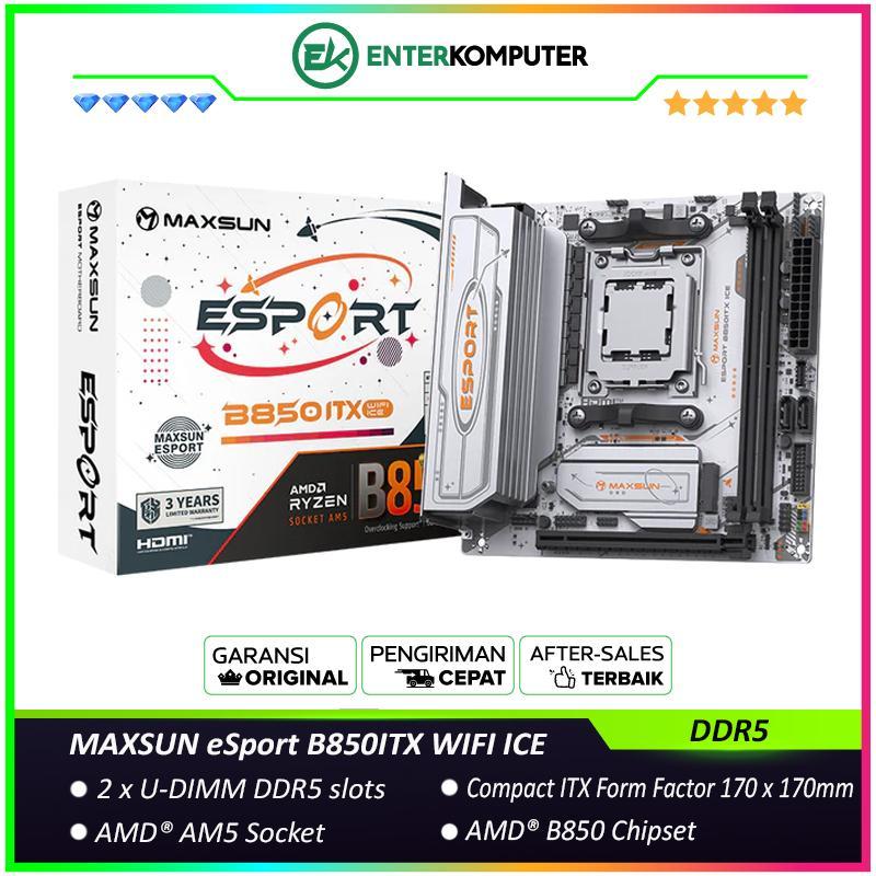 MAXSUN eSport B850ITX WIFI ICE (AM5, AMD B850, DDR5, USB3.2 Type-C, SATA3)