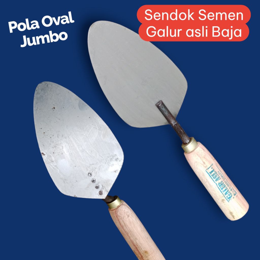 Cetok / Sendok Semen Galur asli Baja Pola Oval 16,5 cm