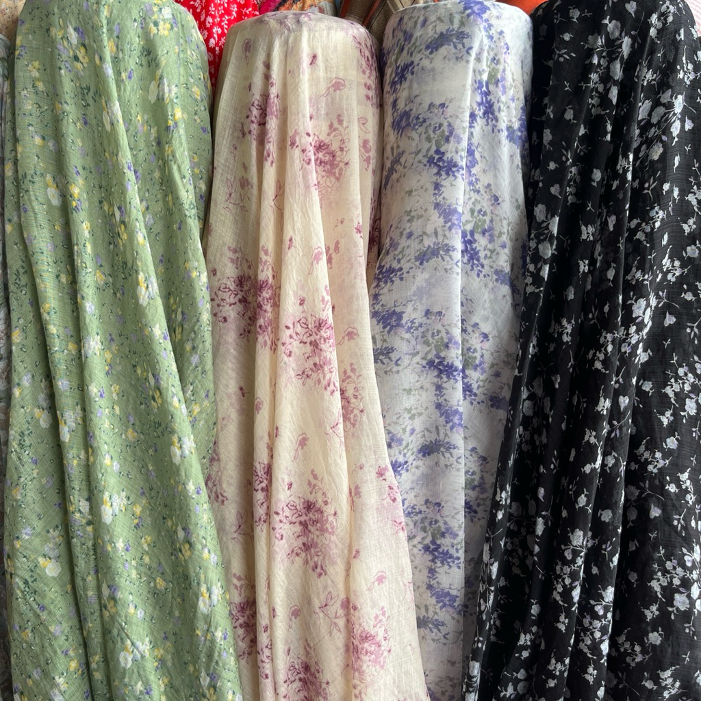 kain bahan katun silky premium motif bunga