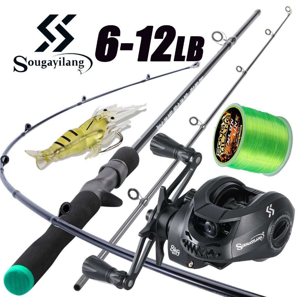 Sougayilang Joran Pancing Set 1.8m Joran Pancing Fishing Rod Fishing Reel Fishing Line Fishing Lure 