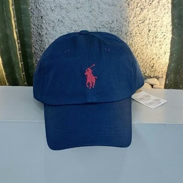Topi Polo original warna navy logo merah BNWT