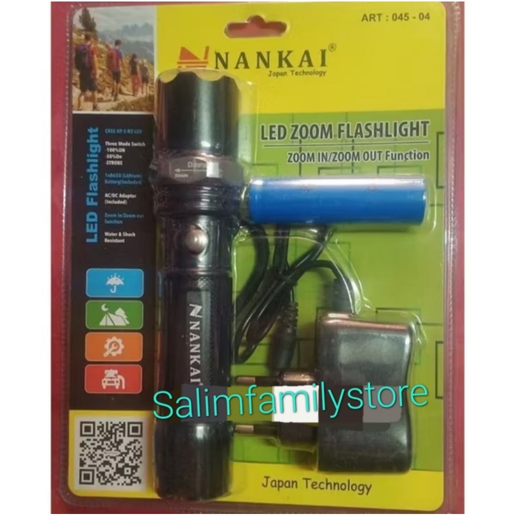 Senter Mini Led Zoom Flashlight Nankai