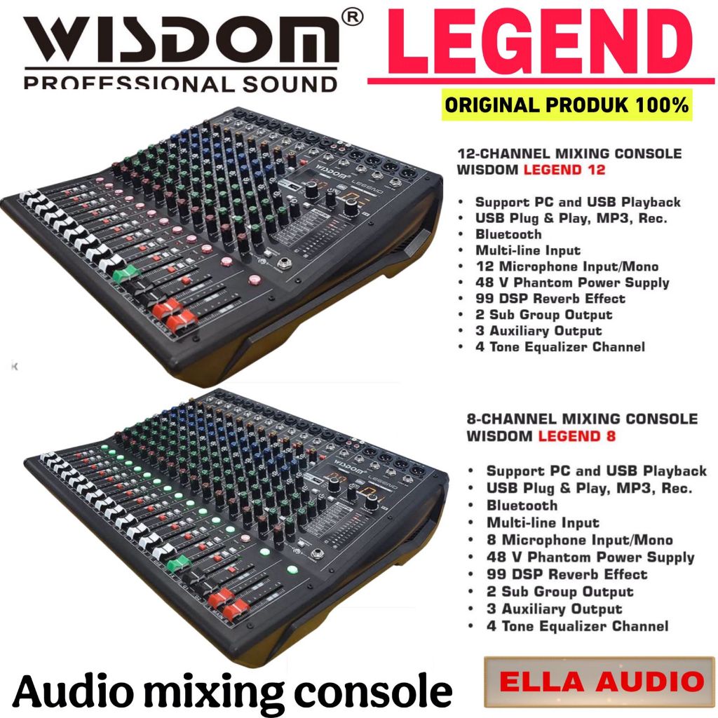 Wisdom Mixer Legend 8-Channel &12-Channel Mixer Audio Wisdom With Effect