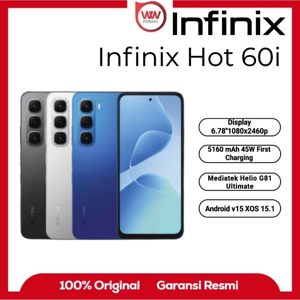 Hp Infinix Hot 60i Ram 6GB Internal 128GB Garansi Resmi